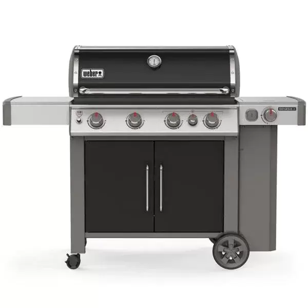 Genesis II E-435 4-Burner Propane Gas Grill in Black with Built-In Thermometer and Side Burner