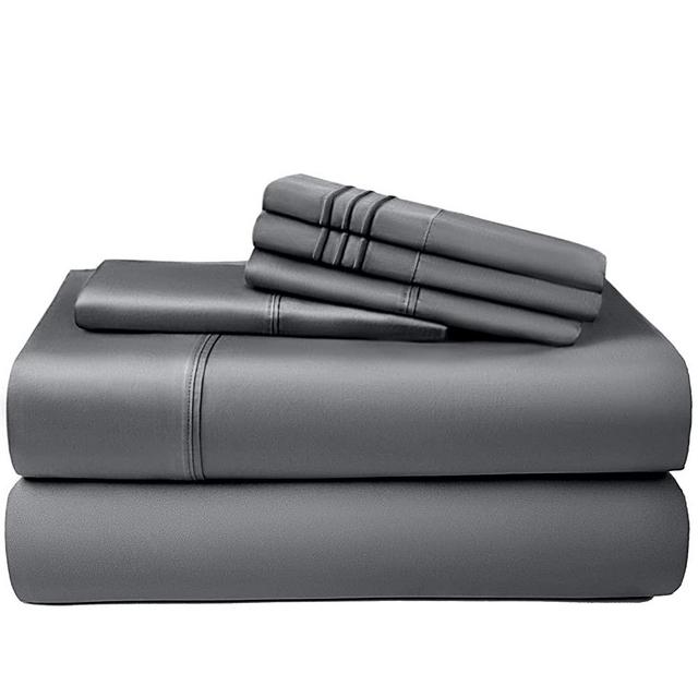 SONORO KATE 100% Bamboo Sheets King Size Bed Sheets 6 Piece Set,Super Soft Breathable& Cooling,Deep Pockets 16",Silky Soft,Durable，Machine Washable，Lifetime Quality Promise (Grey,King)