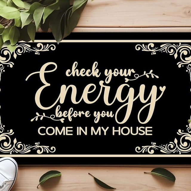 Check Your Energy Door Mat Funny Welcome Mats for Entrance Indoor Personalized Kitchen Rugs and Mats Anti-Slip Novelty Gift Mat(30 X 17 in) (Check Your Energy Befor You Come In My House)