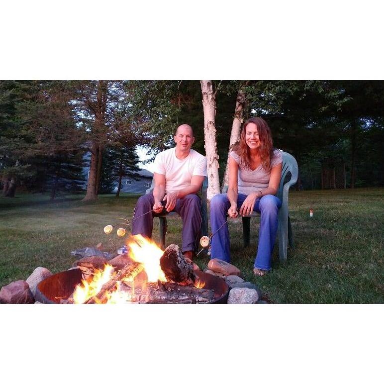 Roasting marshmellows at Lake Flambeau in July