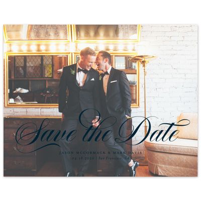 Darkest Teal, Blue Wedding Digital Save the Date - Marquis Landscape