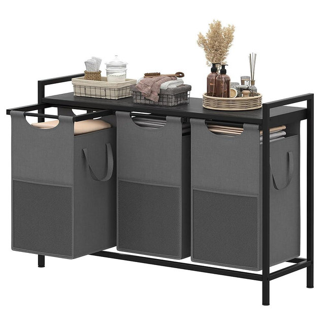 Heybly Laundry Hampers,Gal Laundry Basket with Large Desktop Sorter for Laundry Room organization, Bathroom and Dorm Laundry Bags on Storage Shelf Rustic HLH003BG