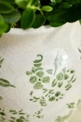 Green Chinoiserie Terracotta Jar Planter