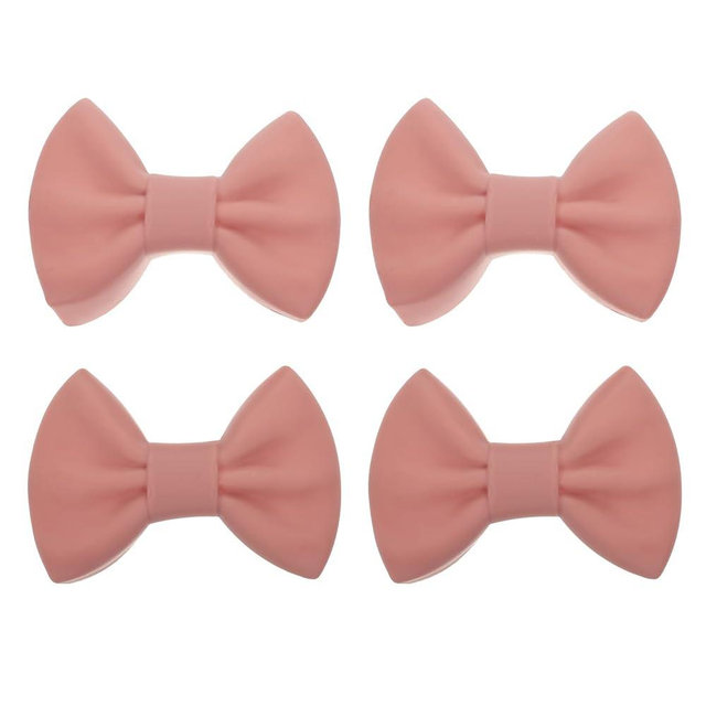 2 Pairs Pink Silicone Bowknot Pot Handle Holders, Heat Resistant Non-Slip Assist Handle Covers for Cast Iron Skillets and Cookware