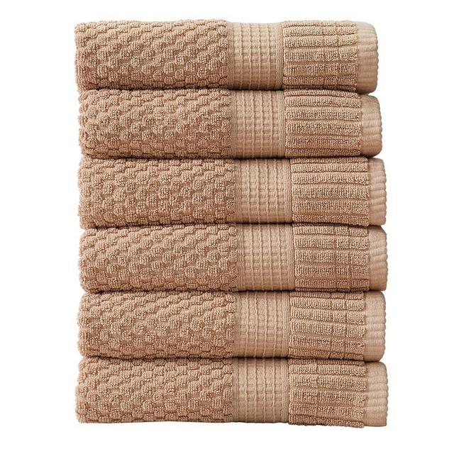 NY Loft 100% Cotton Hand Towel 6 Pack Hand Towel Set | Super Soft & Absorbent Quick-Dry Hand Towels 16" x 28" |Textured and Durable Cotton | Trinity Collection (6 Pack Hand Towel, Light Taupe)