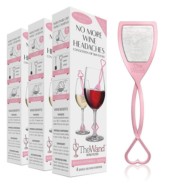 PureWine Wand Purifier Removes Histamines and Sulfites - Reduces Wine Allergies & Eliminates Headaches, Aerates Restoring Taste & Purity - Twist Off Wine Glass Charm Accessory Each Wand - Pack of 12