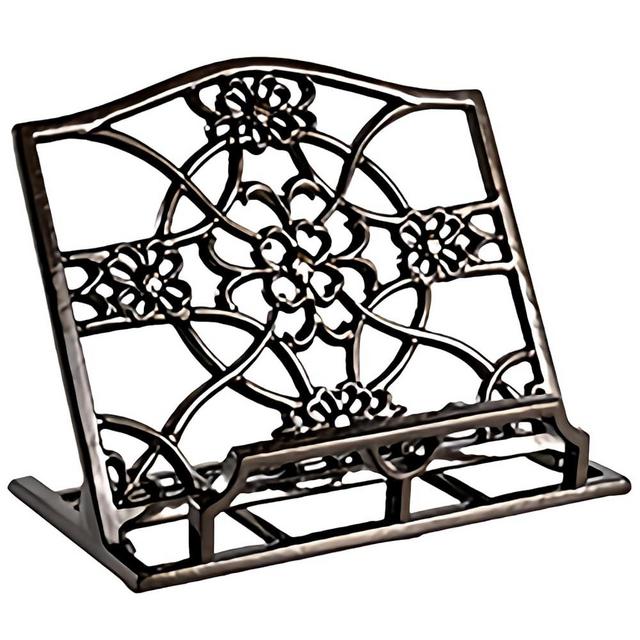 Vintage Cookbook Stand Cast Iron, Decorative Metal Cookbook Recipe Holder for Cookbooks or iPad Stands for Kitchen (Coffee Gold, 11.5" * 9.2")