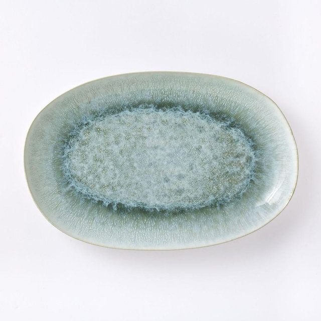 Reactive Glaze Medium Platter, Dusty Mint