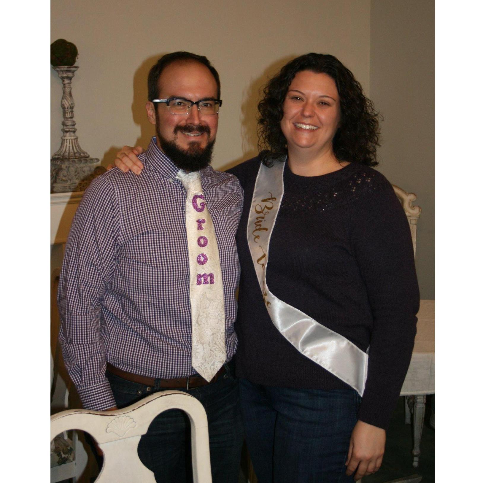 Danny and Lindsey at wedding shower in Dallas thrown by Aunt Brenda and Uncle Ray