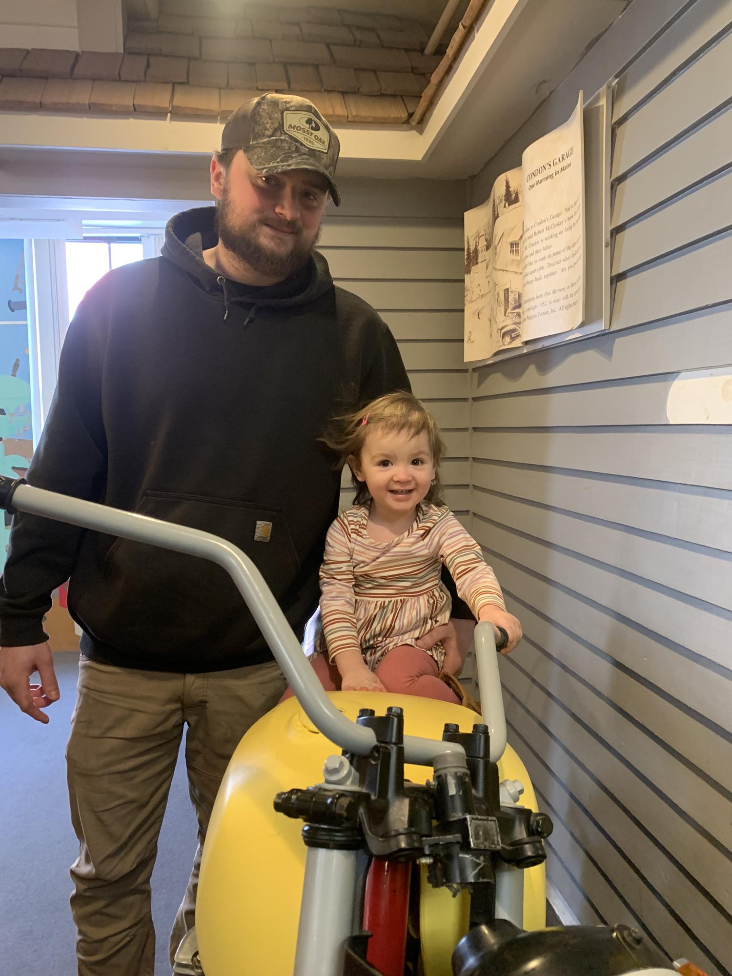 Dad lets Maeve drive a motorcycle!