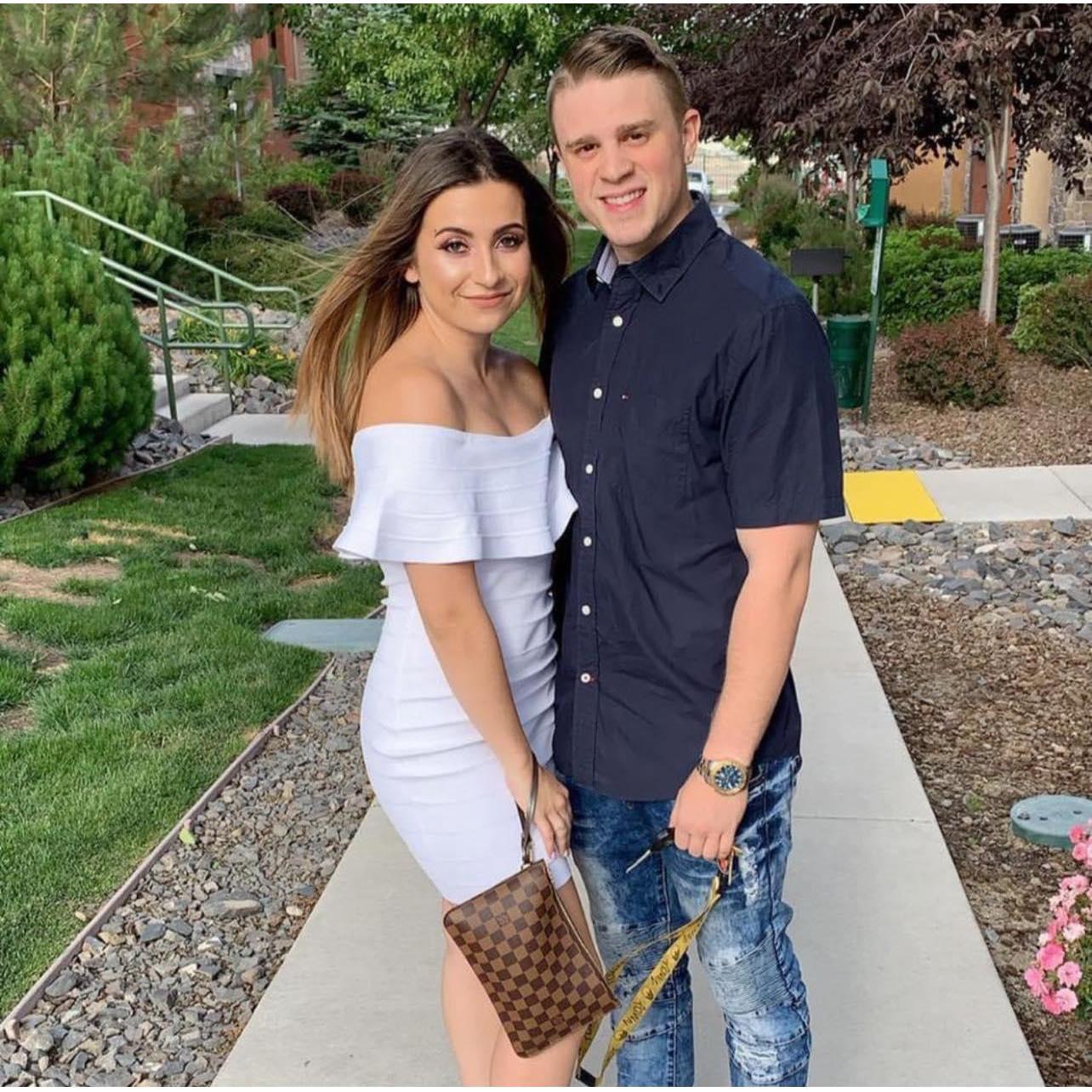 We were on our way to dinner for my 21st birthday. This photo was taken outside our first apartment together in Reno.