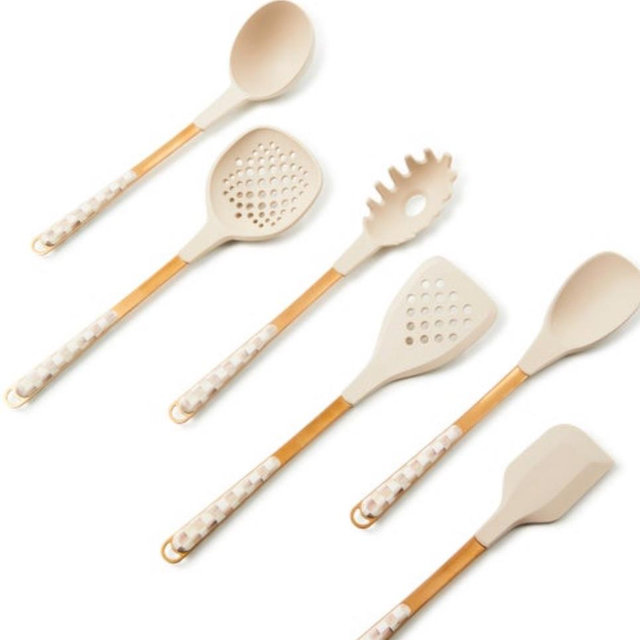 Mocha Check Kitchen Utensils