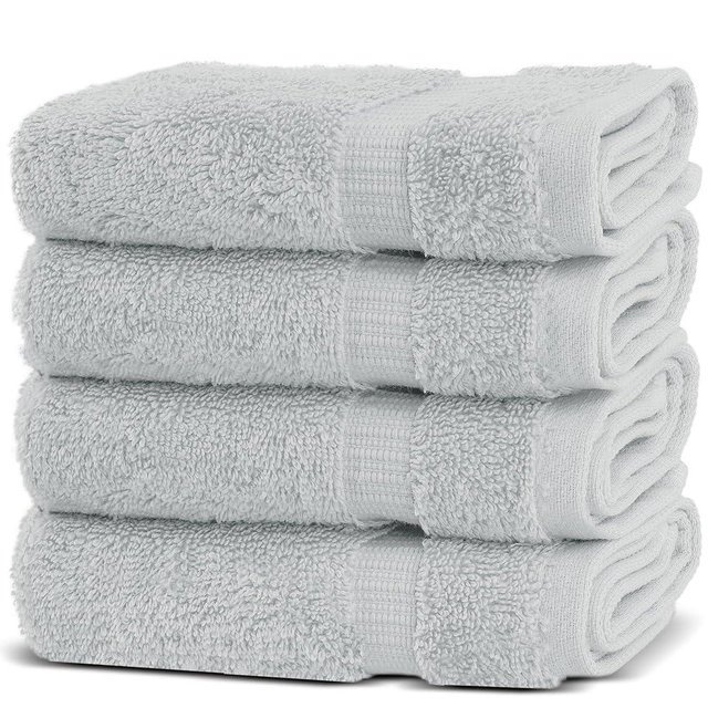 Chakir Turkish Linens |Hotel & Spa Quality 100% Cotton Premium Turkish Towels | Soft & Absorbent (Silver Gray, 4-Piece Washcloths)