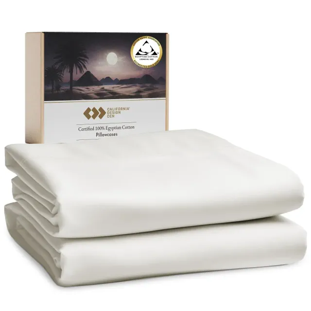 California Design Den 100% Cotton Pillowcases King Set of 2, Sateen Pillowcase Set, Cooling Pillow Cases Set of 2 for King Size Pillows, Ivory