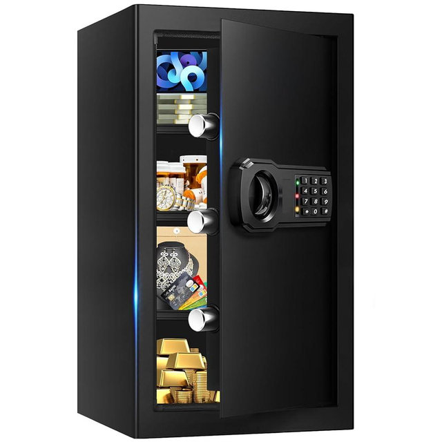 6.1 Cuft Extra Large Fire Safes for Home, Digital Fireproof Safe with Programmable Keypad, Spare Keys and Removable Shelf, Anti-Theft Security Waterproof Document Safe Box for Money Medicine Valuables