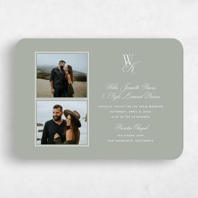 Pale Sage, Green Wedding Invitation - Lux Photo