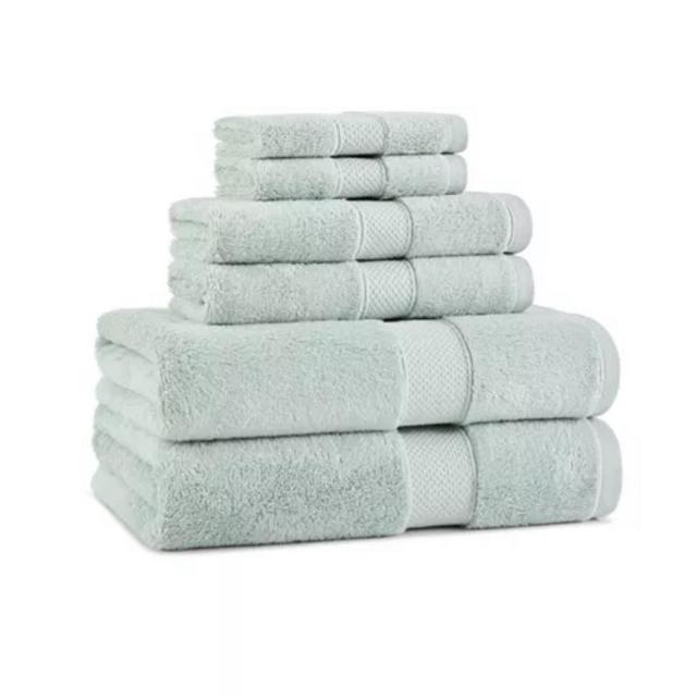 Aston & Arden Egyptian Cotton Luxury Bathroom Towel Set- Aqua Green (6 Pieces: 2 Bath Towels 30x54, 2 Hand Towels 16x30, 2 Washcloths 13x13), 600GSM, Seven Color Options, Jacquard Dobby Border