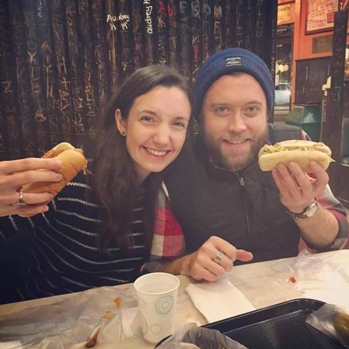 Enjoying some delicious Yesterdog in Josie's hometown