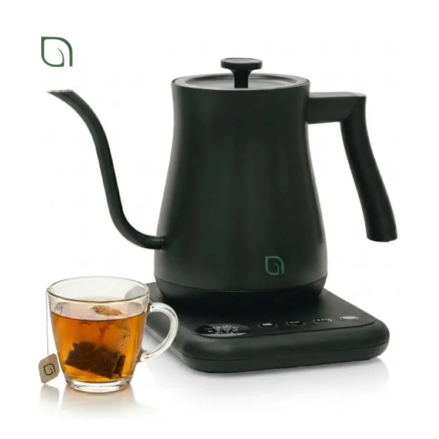 Willow Kitchen 1L Gooseneck Electric Kettle for Pour Over Coffee & Tea, Automatic Shutoff, Rapid Boil Hot Water Kettle Pot Black