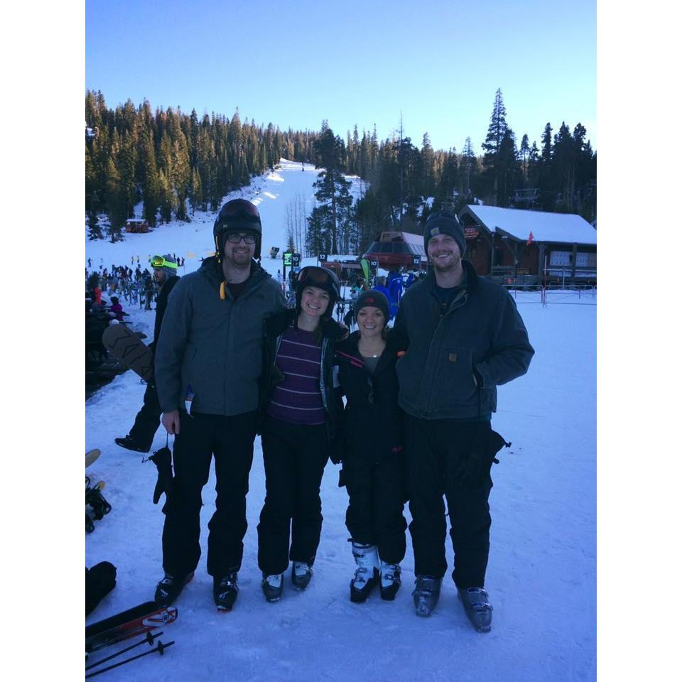 Our first time skiing! With Hallie's sister, Emily, and her boyfriend, Dane.