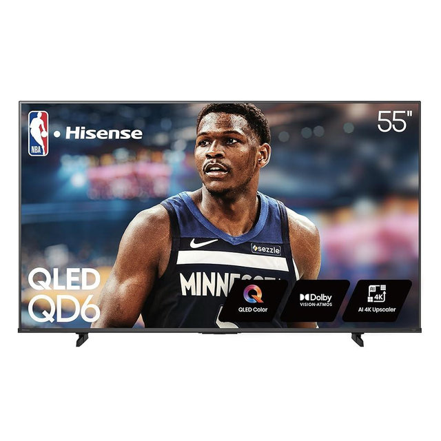 Hisense 55" Class QD6 Series (2025 Model) QLED 4K UHD Smart Fire TV, Voice Remote with Alexa, Dolby Vision, Dolby Atmos, Motion Rate 120, HDR 10+, Game Mode Plus