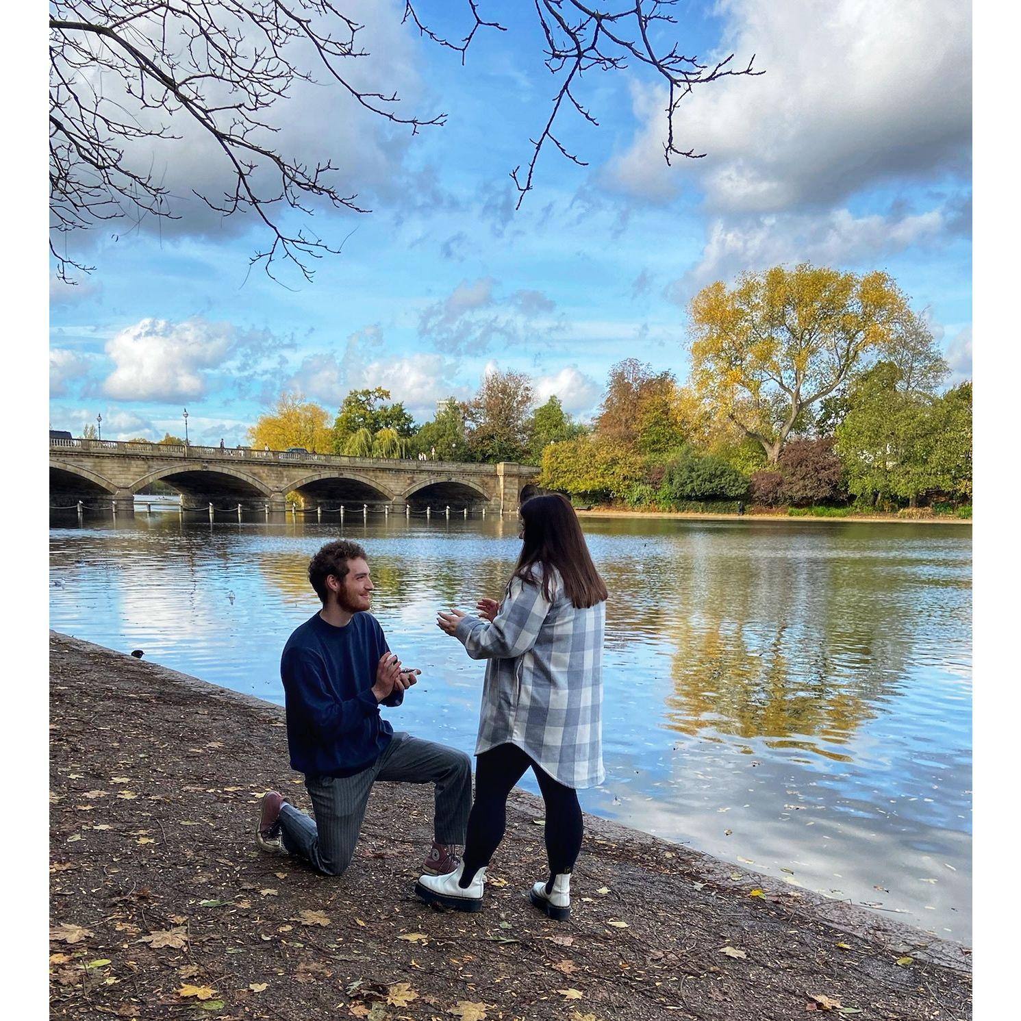 Desmond proposing to Gabby in London (2022-- it's about time the wedding is happening!)