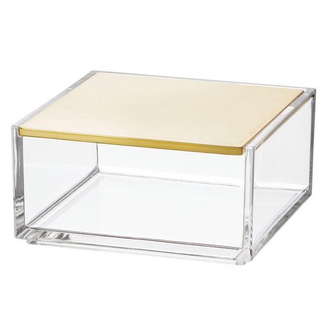 Clear Plated Box 4x4x2, Clear Soft Brass