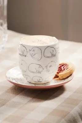 Leah Reena Goren Stoneware Espresso Cup & Saucer
