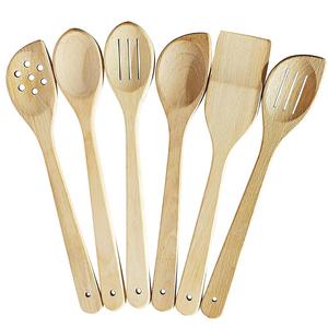 Healthy Cooking Utensils Set - 6 Wooden Spoons For Cooking – Natural Nonstick Hard Wood Spatula and Spoons – Uncoated and Unglued – Durable Eco-friendly and Safe Kitchen Cooking Tools by Ecosall