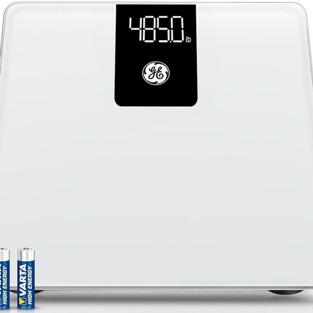 GE Bathroom Scale for Body Weight, Digital Weight Scales 500lb Heavy Duty Measuring Device for People Accurate BMI Weighing Machine with Bluetooth, White
