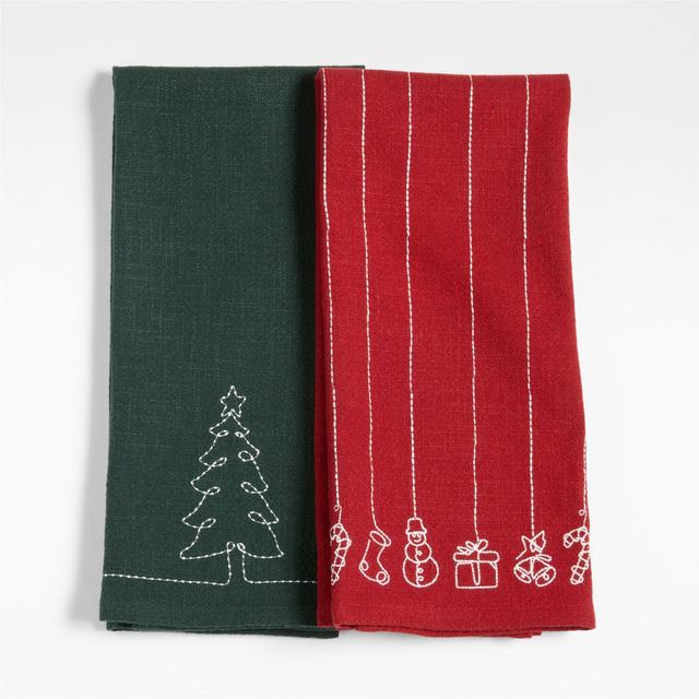 Holiday Embroidery Dish Towel, Set of 2