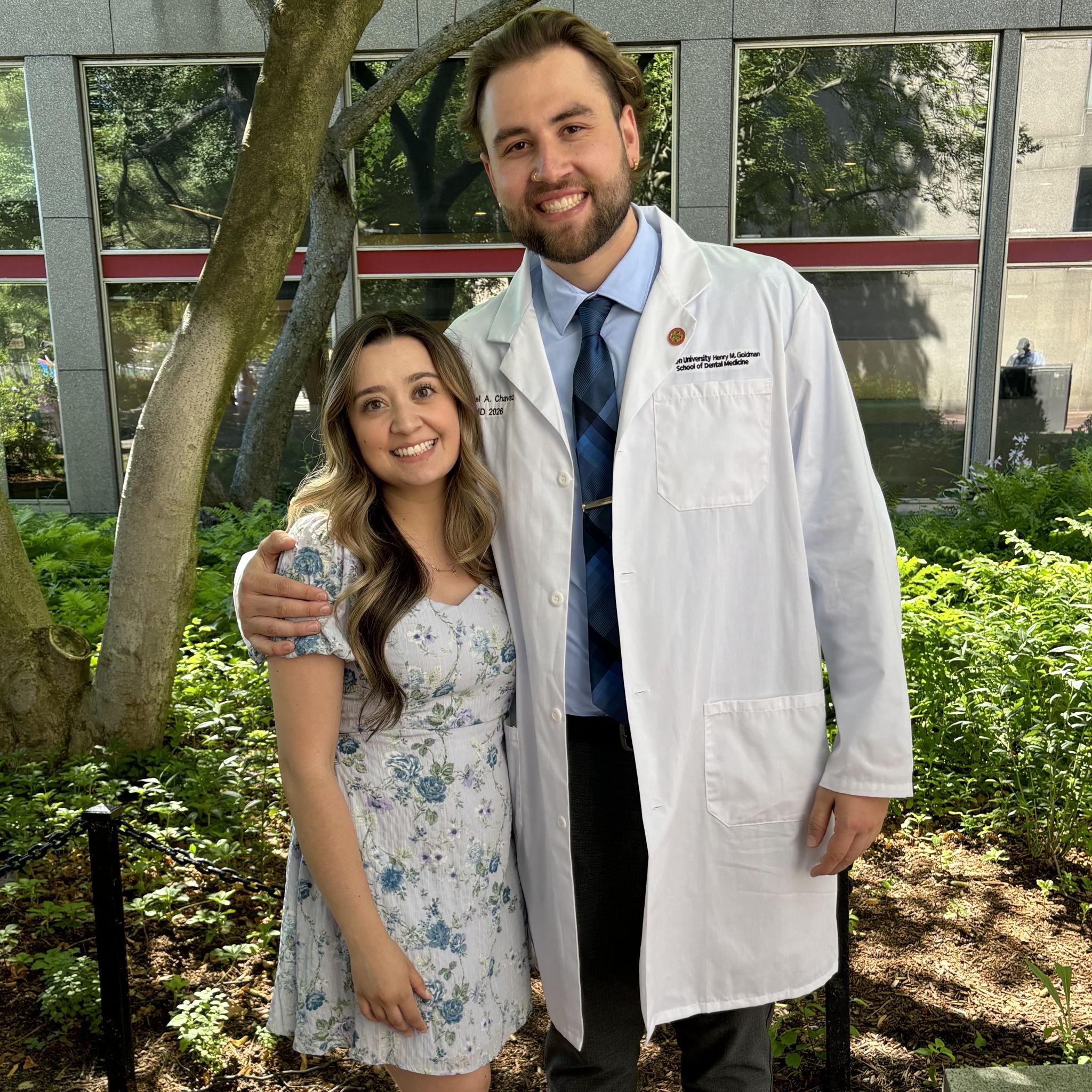 Supporting each other's dreams: Gabriel's white coat ceremony.
