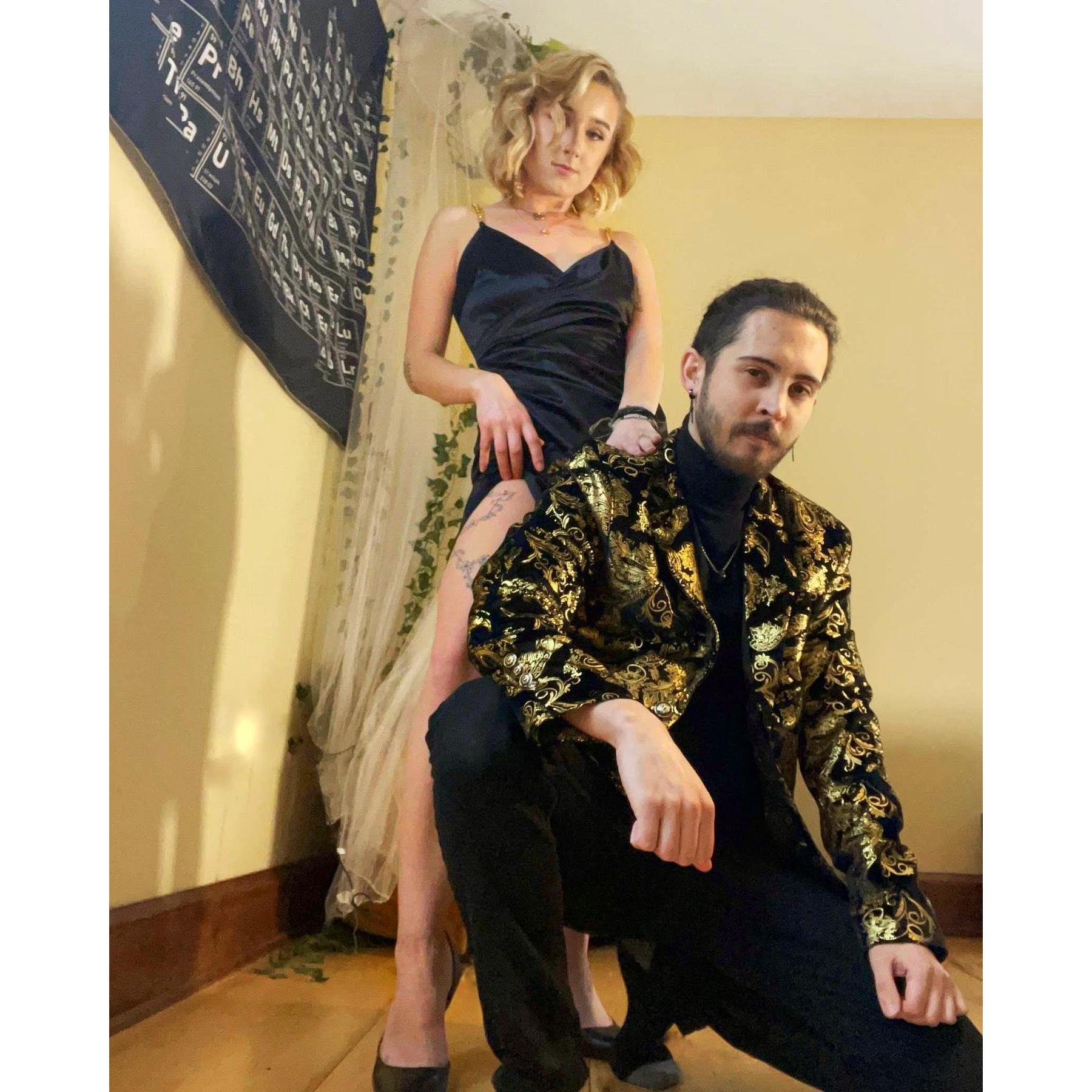 This one was from a gala hosted by the organizations at my school. Matching outfits are key to us, so we chose my signature colors- black and gold.