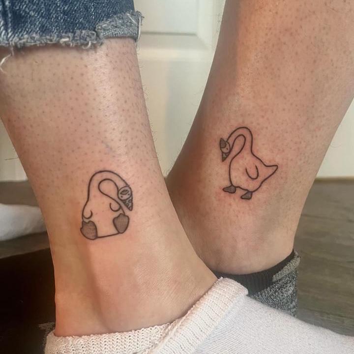 Parker and Anna’s first matching tattoos - two silly geese!