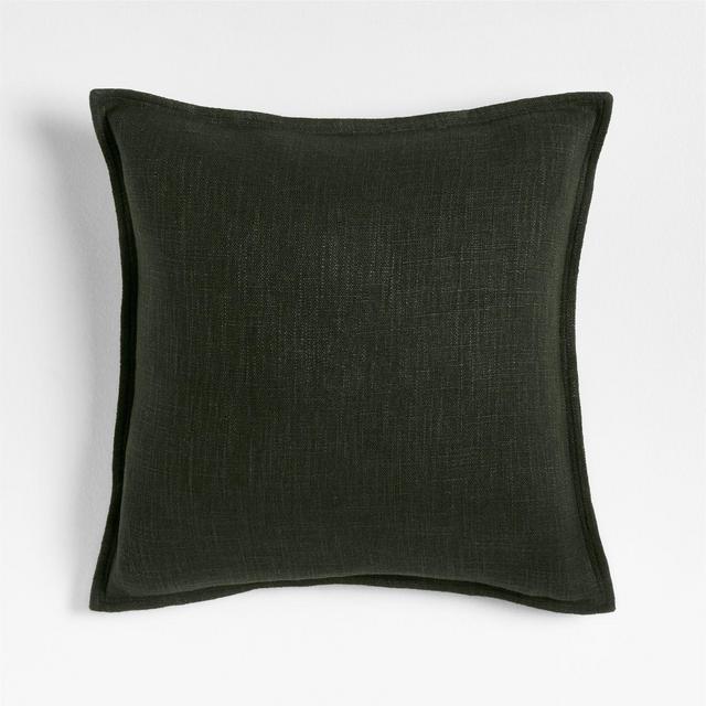 Ficus Green 20"x20" Organic Laundered Linen Throw Pillow with Down-Alternative Insert