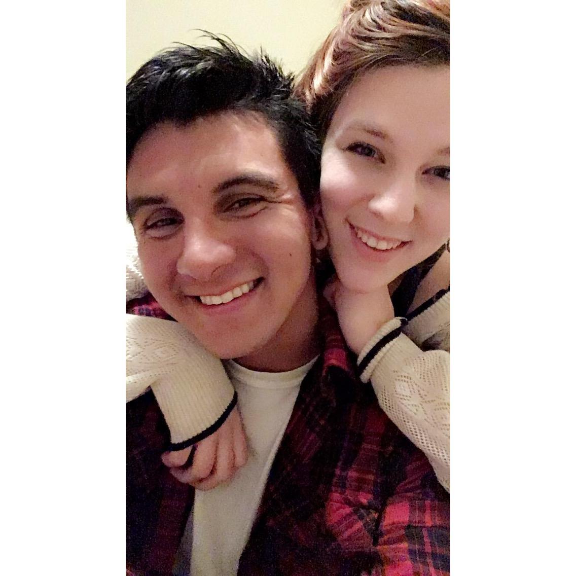 Our first photo as an official couple