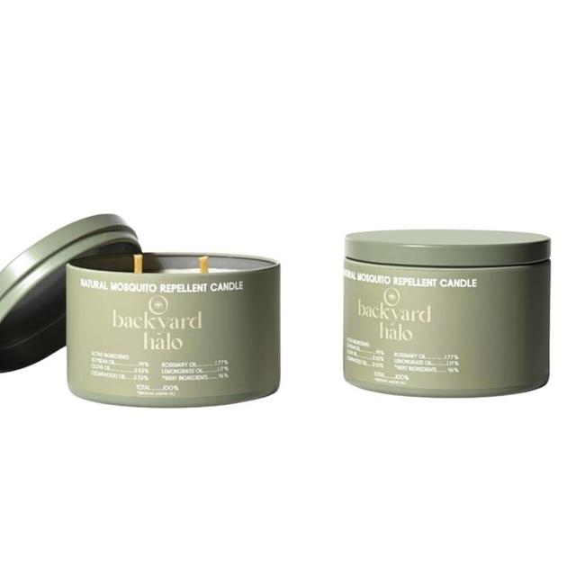 Backyard Halo Mosquito Repellent Candle | 100% Beeswax Infused with Essential Oils | Two 8 oz | 60 Hour Burn Time | DEET Free | for Indoor and Outdoor | Eliminates Odors