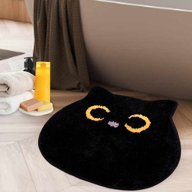 NIGOWAYS Bath Rug - Cute Bathroom Mat,Cat Bath Mat,Absorbent Bath Mat,Washable Indoor Mat,Non Slip Soft Bath Mats for Bathroom Bedroom Living Room(22 * 27inch)