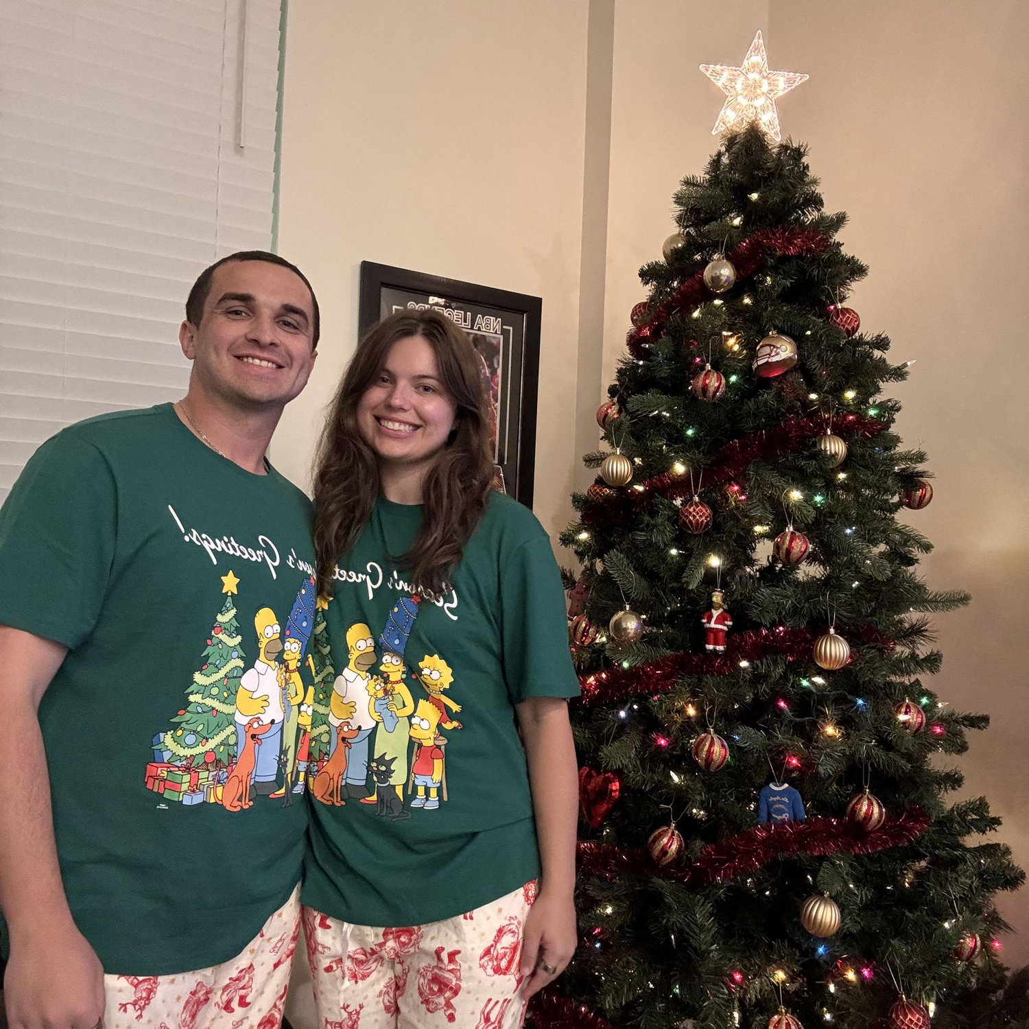 Matching pjs! First Christmas tree!