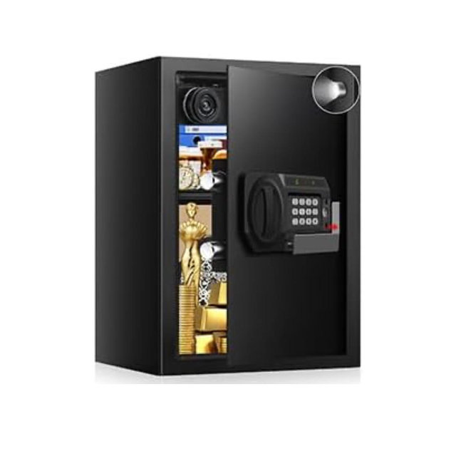 3.0 Cub Large Safes for Home Use Fire and Water Proof, Anti-Theft Digital Security Safe Box with Electronic Keypad and Key, Fire Proof Safe for Home Documents Firearm Medicine Money Valuables