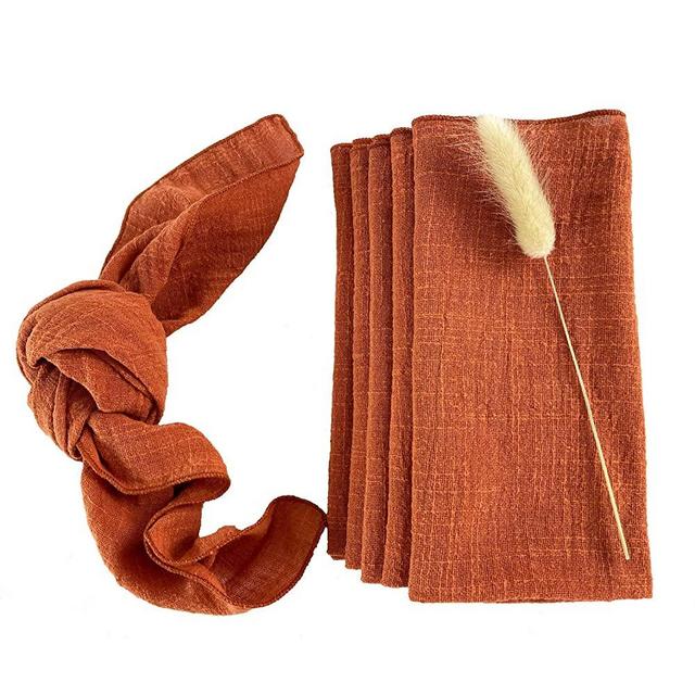 EHLDekol Thick Gauze Cloth Napkins 6 Pack 16x16 Inches 100% Natural Soft Cotton Weddings Decorative Parties Family Everyday Use Bulk Linen Dinner Napkins (Terracotta, 6 Pack)