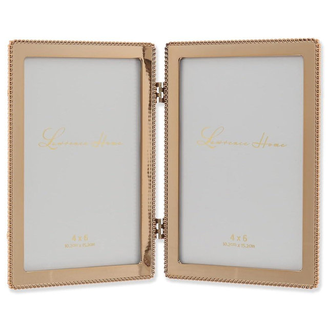 Lawrence Frames Metal Frame, Caviar Bead, Gold, 4x6 Double