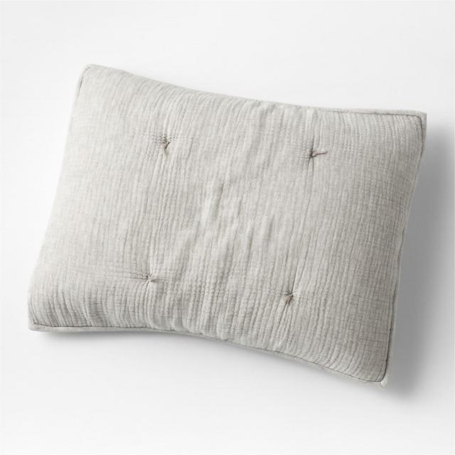 Aire Crinkle Organic Cotton Linen Blend Pebble Grey Standard Pillow Sham