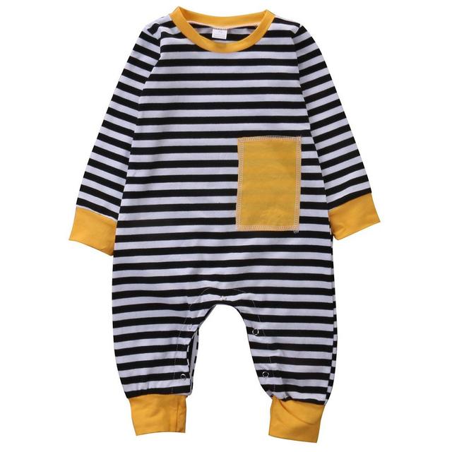 Infant Baby Boys Romper Long Sleeve Striped Warm Outfits Set Kids Clothes