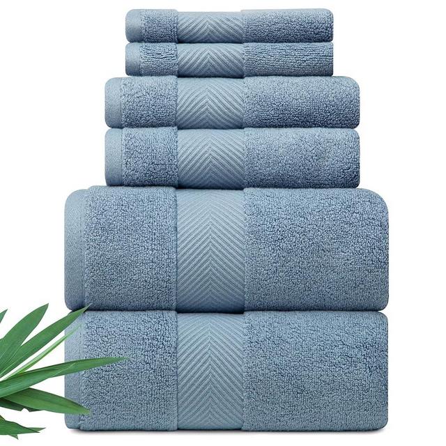 Alusa Home Ultra Soft & Plush Viscose from Bamboo Bath Towels - 700 GSM Luxury Bath Towels - 6 Piece Set - Super Absorbent & Quick Drying (Chambray)