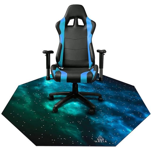 AREIA Space Computer Chair Mat (47” x 47”), Noise Cancelling Gaming Chair Mat – Anti-Slip Gaming Floor Mat – Scratch Resistant Mat for Office Chair – Octagon Computer Chair Mat for Hardwood Floor