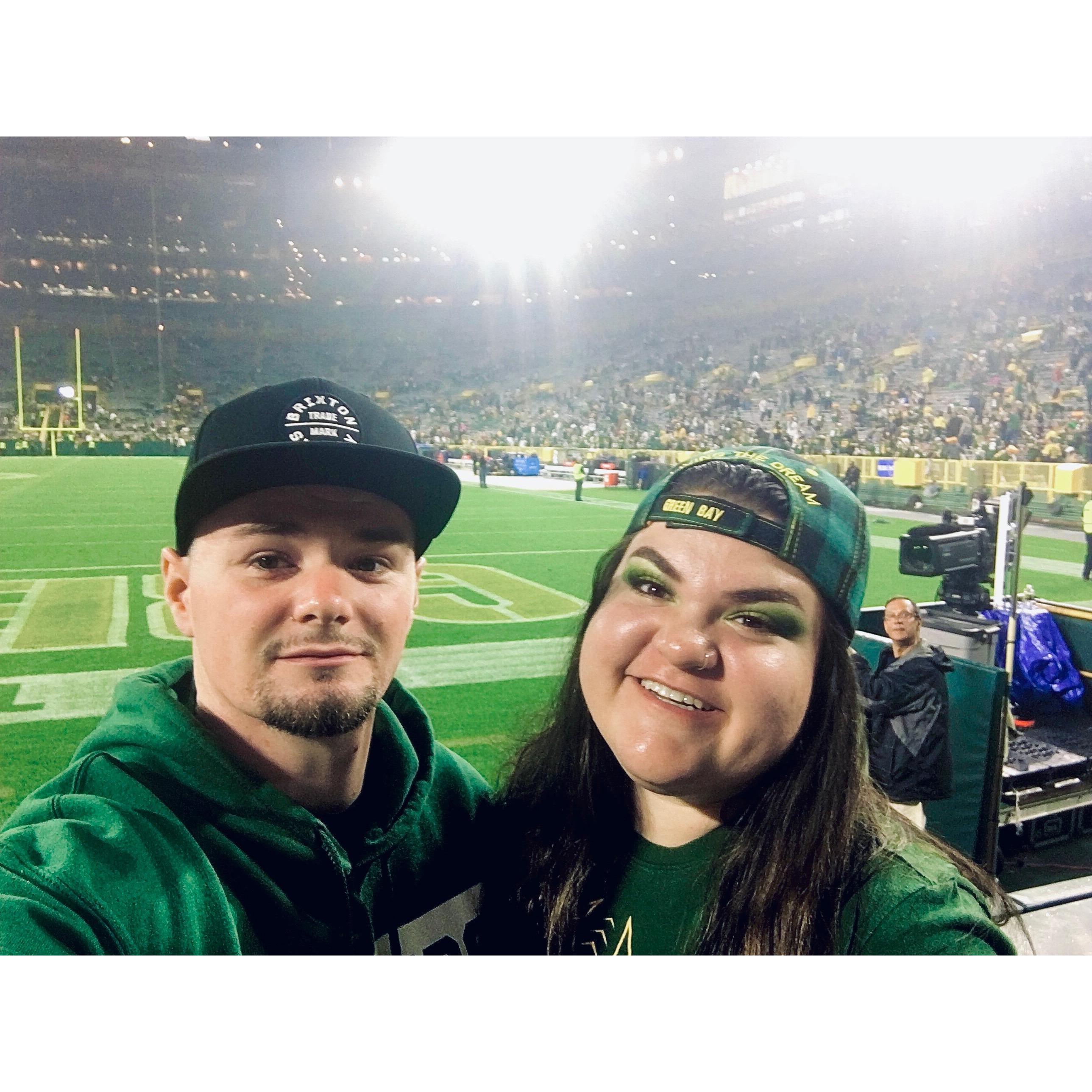 This was our first Packers game! Danny decided to get tickets just so he could say he took me to my first game right after I bought him tickets for his birthday.