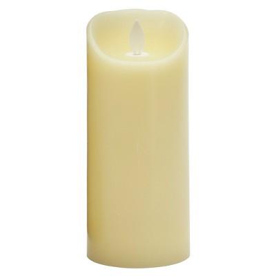 3" x 7" Unscented LED Moving Flame Pillar Candle Cream - Threshold&#8482;