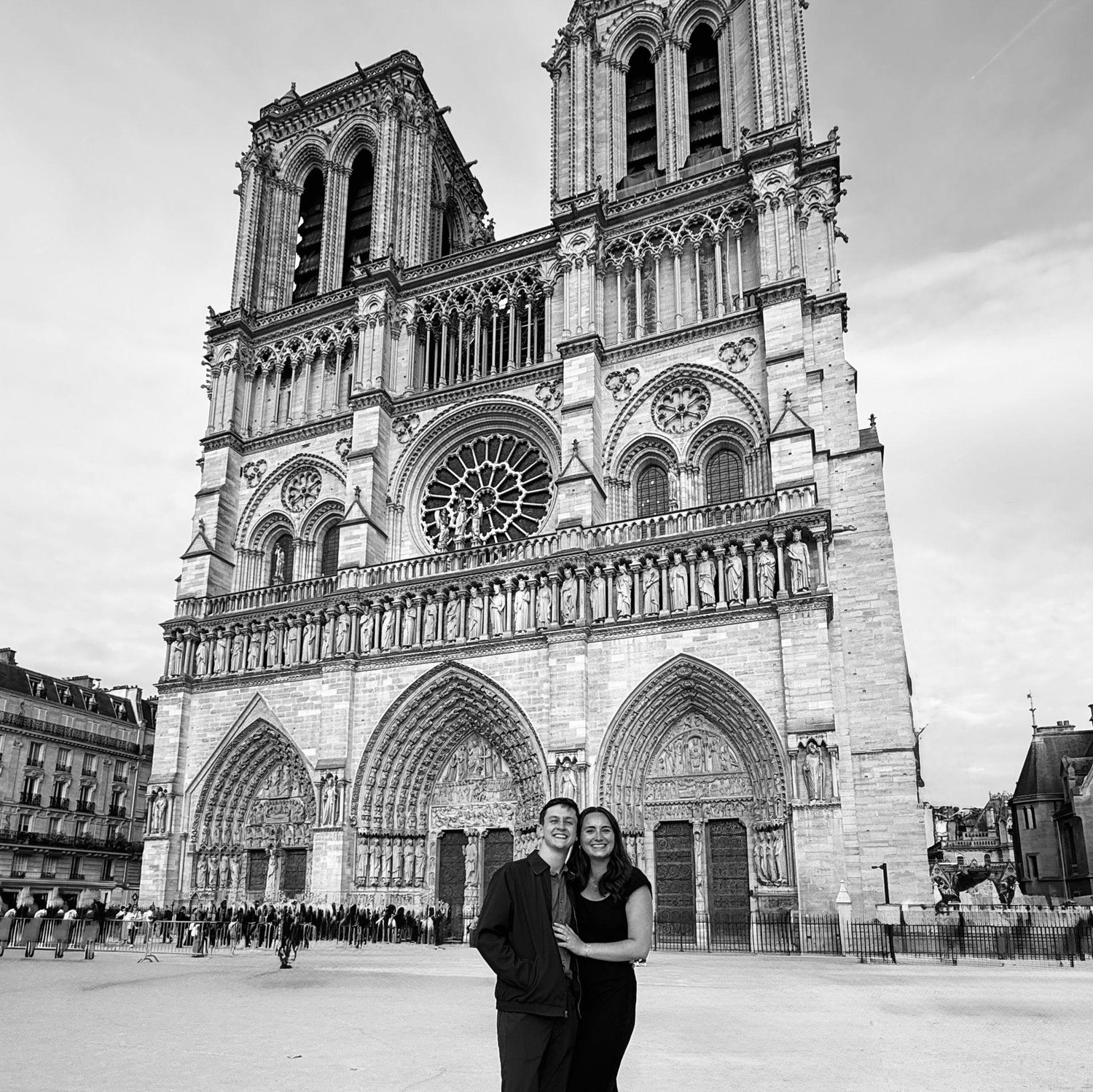 A photo from our engagement after Mass at the Notre-Dame Cathedral in Paris, France! Best day of our lives!