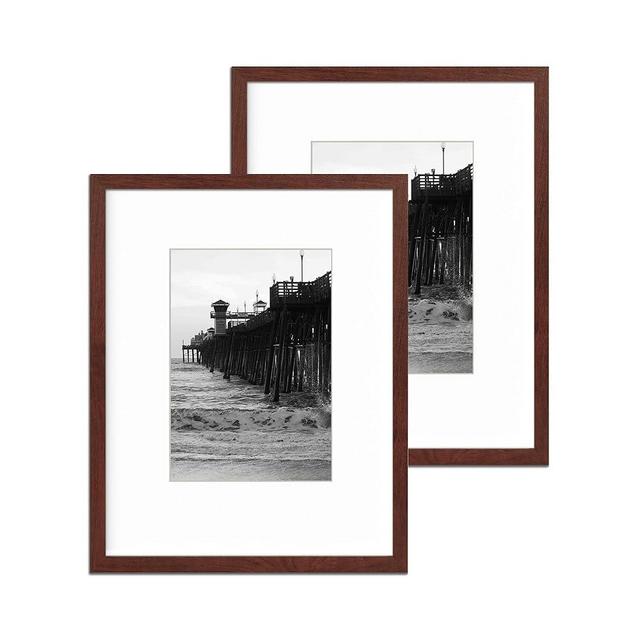 TKYGU 11x14 picture frame with mat 8x10 set 2,minimalist 14 by 11 Wine red poster frame, Modern Style Wood Composite frames Tempered Glass for wall art photos 11 14 Photo Frames for Home Decor Gifts